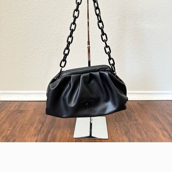 BADGLEY MISCHKA Black Chain Shoulder & Clutch Bag VEGAN Leather Cruelty Free - Picture 3 of 16